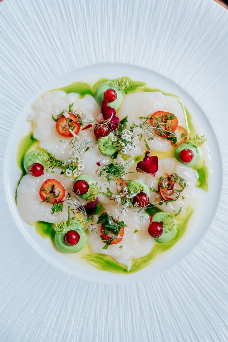Carpaccio z przegrzebków z pomidorkami